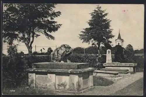 AK Chlum, Partie auf dem preussischen Friedhofe