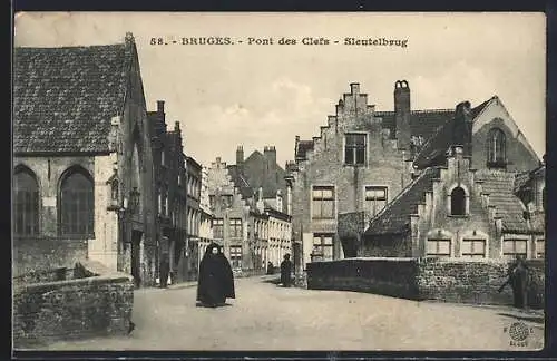 AK Bruges, Pont des Clefs, Sleutelbrug, Brückenpartie