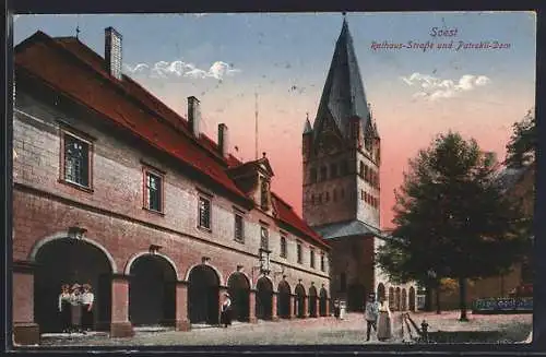 AK Soest, Rathaus-Strasse und Patrokli-Dom