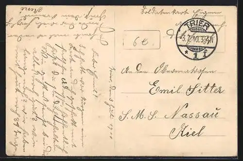 AK Trier, Bahnhof mit Pferdekutschen und Autos