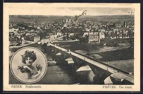 AK Trier, Teilansicht mit Kaiser-Wilhelm-Brücke