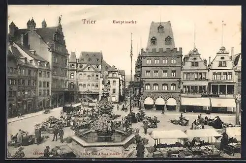 AK Trier, Hauptmarkt mit Gasthaus Trierische Weinstube und Red House