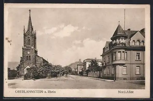 AK Oberlahnstein, Nord-Allee mit Kirche