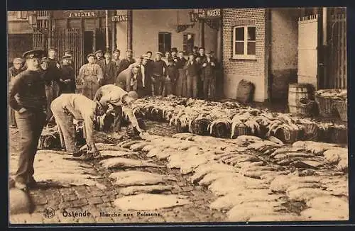 AK Oostende, de Vischmarkt, auf dem Fischmarkt