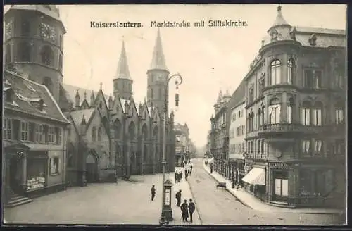 AK Kaiserslautern, Marktstrasse mit Stiftskirche