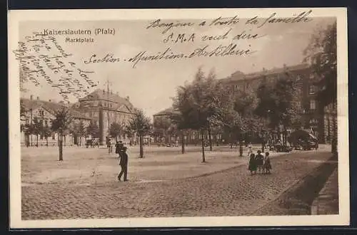 AK Kaiserslautern, Marktplatz mit Menschen