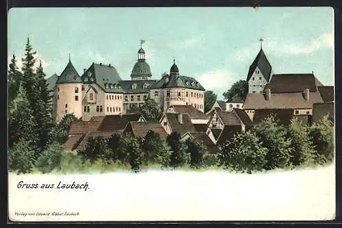 AK Laubach / Hessen, Ortsansicht mit Schloss