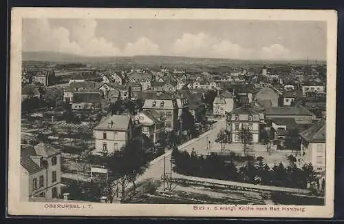 AK Oberursel, Blick von der evangelischen Kirche nach Bad Homburg