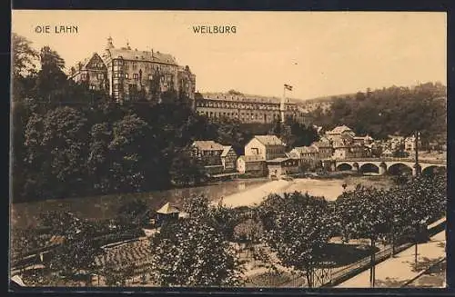 AK Weilburg, Teilansicht über die Lahn