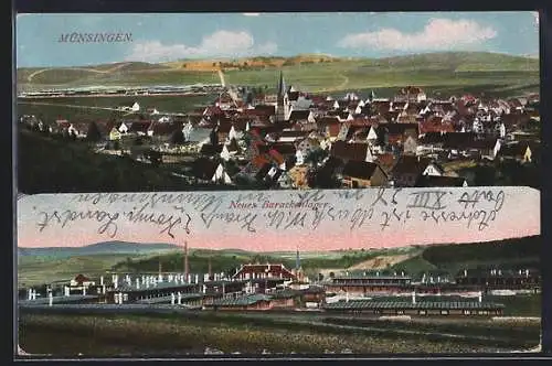 AK Münsingen, Neues Barackenlager und Totalansicht