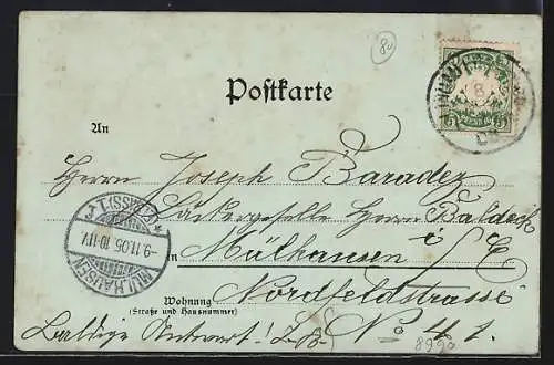 Mondschein-Lithographie Lindau im Bodensee, Dampfer im Hafen