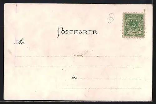 Lithographie Lindau / Bodensee, Hafen mit Dampfer, Panorama