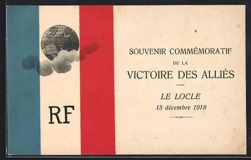 AK Le Locle, Souvenir commémoratif de la Victoire des Alliés 1918