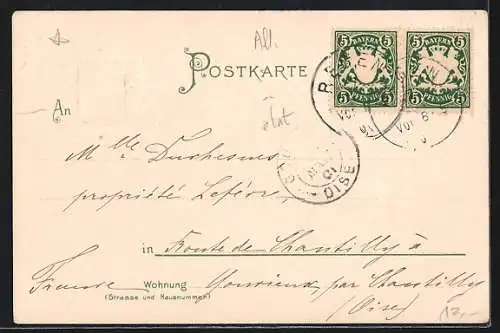 AK Prinz Ludwig von Bayern in Uniform, Passepartout mit Wappen