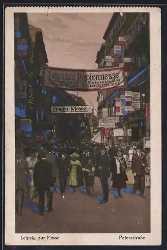 AK Leipzig, Die Petersstrasse während der Messe