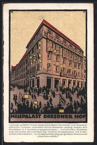 Steindruck-AK Leipzig, Messpalast Dresdner Hof