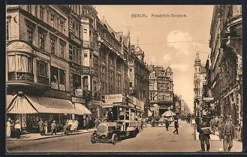 AK Berlin, Friedrichstrasse Ecke Französische Strasse mit Geschäften