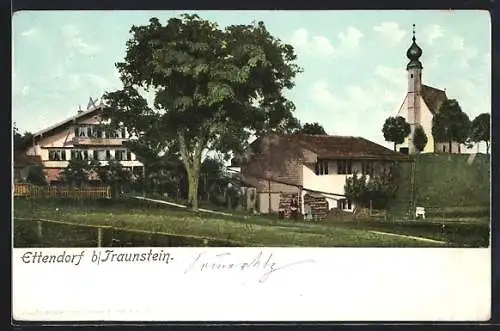 AK Ettendorf, Ortsansicht mit Blick zur Kirche