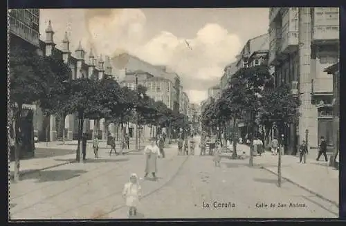 AK La Coruna, Calle de San Andreas, Strassenpartie