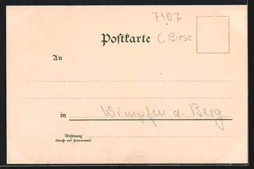 Künstler-AK Carl Biese: Wimpfen am Berg, Blick auf die Stadt mit Kirchen