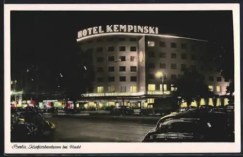 AK Berlin-Charlottenburg, Kurfürstendamm, das Hotel Kempinski bei Nacht