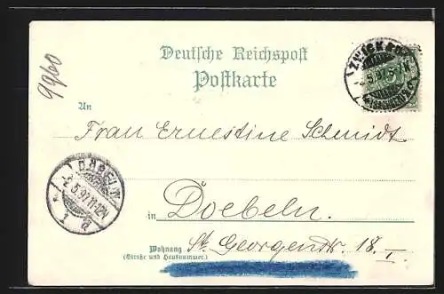 Lithographie Zwickau, Brand der Kaserne d. K. S Inf.-Reg. No. 133