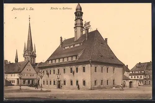 AK Neustadt / Sachsen, Kirche und Rathaus
