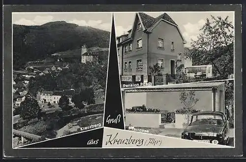 AK Kreuzberg / Ahr, Pension Pösch, Ortspartie aus der Vogelschau