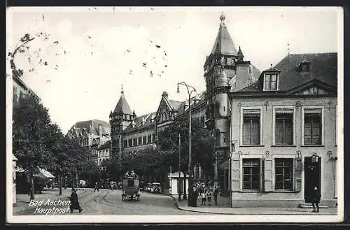 AK Aachen, Strassenpartie mit Hauptpost