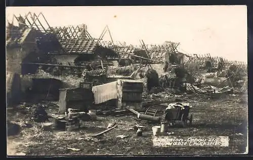 AK Oppau, Rückseite der Austrasse nach der Explosion 1921