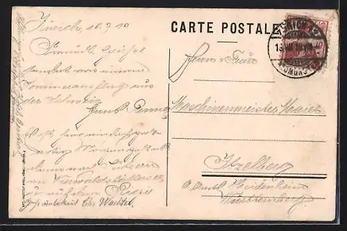 Künstler-AK Zürich, Hotel-Pension Sonnenberg v. G. Wyss-Henggeler