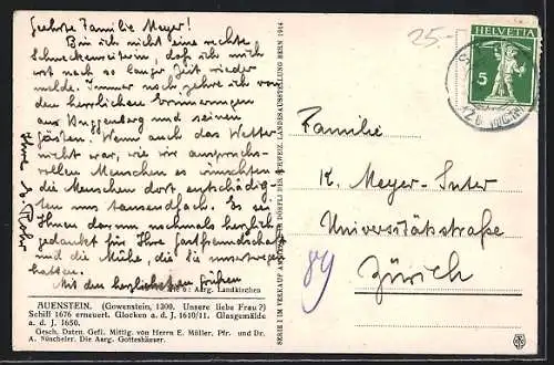 Künstler-AK sign. Carl Zweifel: Auenstein, Dorfkirche mit Friedhof