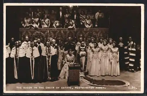 AK Coronation of Queen Elizabeth 1953, The Queen in the Chair of Estate