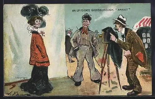 AK An up-to-date Gainsborough Arriet, Fotograf mit Fotoapparat macht ein Bild von einer Dame