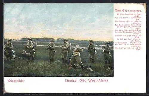 AK Deutsch-Süd-West-Afrika, Angeschossener Soldat im Kampf gegen den Feind