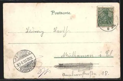 Lithographie Turner bei der Übung am Reck, Fahne Willkommen Gut Heil