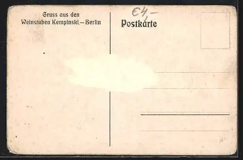 Künstler-AK Berlin, Nachtpartie an den Weinstuben Kempinski