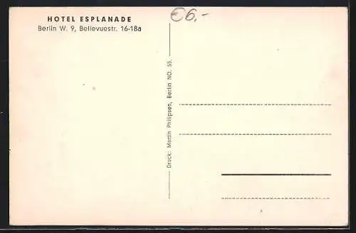 AK Berlin-Tiergarten, Hotel Esplanade, Bellevuestr. 16-18 a