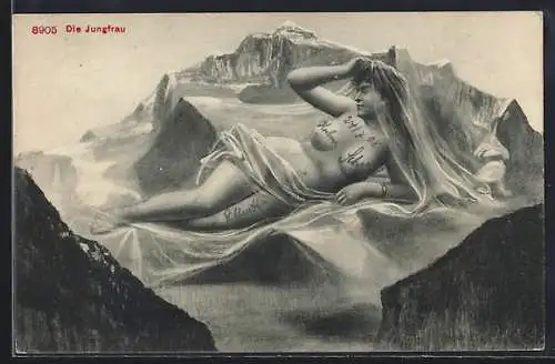 AK Die Jungfrau, vermenschlichter Berg, Berggesichter