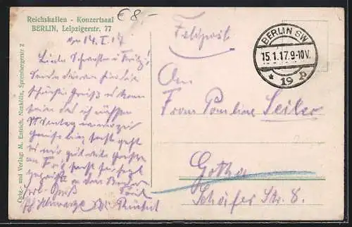 AK Berlin, Konzertsaal in den Reichshallen, Leipzigerstrasse 77