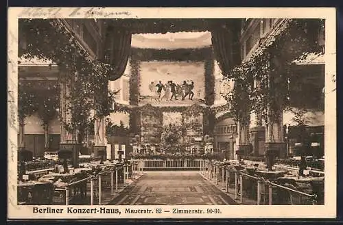 AK Berlin, Konzert-Haus Clou, Festlicher Konzertsaal, Mauerstrasse 82, Zimmerstrasse 90-91