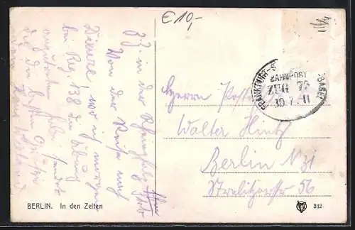 AK Berlin-Tiergarten, in den Zelten