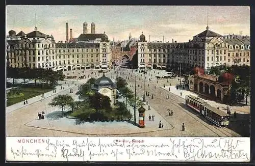 AK München, Karlstor-Rondell, Strassenbahn