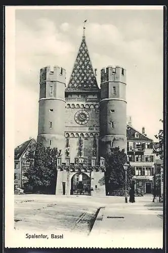 AK Basel, Spalentor mit Gasthaus Rheinfelden