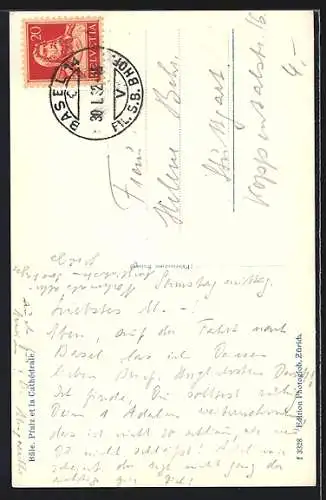 AK Basel / Bâle, Pfalz und Münster, Pfalz et la Cathédrale, Boot