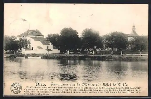 AK Visé, Panorama sur la Meuse et l`Hotel de Ville