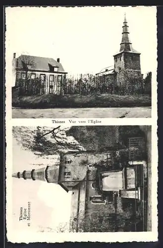 AK Thisnes, Vue vers l`Eglise, Eglise et Monument