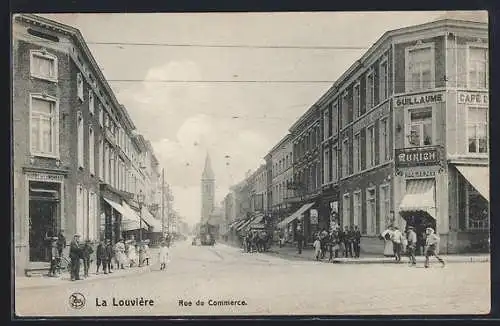 AK La Louvière, Rue du Commerce, Café Guillaume
