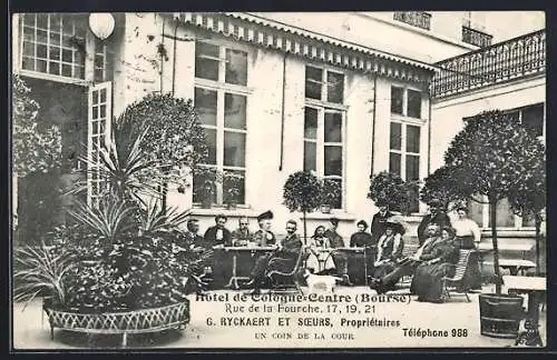 AK Brüssel, Hôtel de Cologne-Centre, Rue de la Fourche 17-21, G. Ryckaert et Soeurs, Propr.