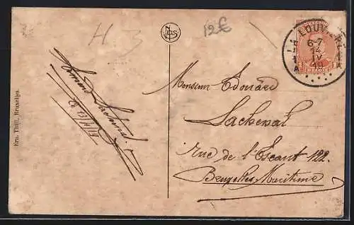 AK La Louvière, Rue du Commerce, Strassenpartie mit Strassenbahn